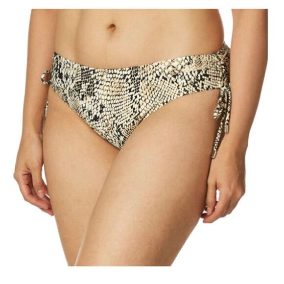 Calvin Klein Women's Standard Side Shirred SnakeSkin Bikini Swimsuit Bottom L - Picture 2 of 7